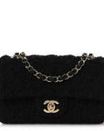 Tweed Quilted Mini Rectangular Flap Black