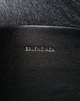 Calfskin Logo Large Cash Pouch With Handle Black White