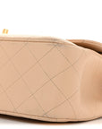 Caviar Quilted Jumbo Double Flap Beige Clair