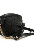 Calfskin Matelasse Mini GG Marmont Chain Shoulder Bag Black
