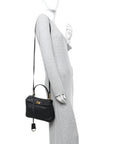 Natural Smooth Calfskin Mini Rodeo Top Handle Handbag Black