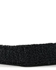 Yarn Raffia Effect Crochet Logo Embroidered Tote Bag Black