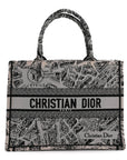 Canvas Embroidered Medium Plan De Paris Book Tote Grey Black