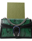 Snakeskin Enamel Small Dionysus Shoulder Bag Green