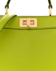 Vitello Seta Shiny Nappa Small Peekaboo I SEE U Satchel Wasabi White