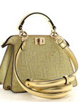 Crystal Vitello Laminato FF Petite Peekaboo I SEE U Satchel Crystal Platinum Light Gold