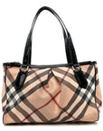 Patent Trim Supernova Check Medium Melbury Tote Black