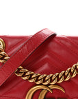 Calfskin Matelasse Mini GG Marmont Shoulder Bag Hibiscus Red