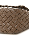 Nappa Intreccio Mini Cobble Shoulder Bag Taupe Grey