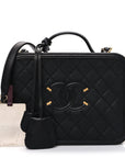 Caviar Quilted Large CC Filigree Vanity Case Black