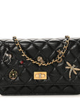 Aged Calfskin Lucky Charms 2.55 Reissue Wallet on Chain WOC Black
