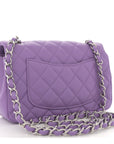 Lambskin Quilted Mini Rectangular Flap Purple
