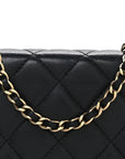 Lambskin Quilted Wallet On Chain WOC Black