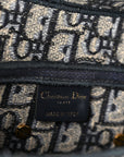 Oblique Embroidered Saddle Bag Blue