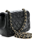 Lambskin Quilted Mini Rectangular Flap Black