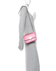 Box Calfskin Triangle Embleme Flap Shoulder Bag Begonia