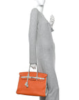 Togo Horseshoe Birkin 35 Orange Gris Perle