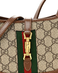 GG Supreme Monogram Azalea Calfskin Web Mini Jackie 1961 Hobo Beige Ebony Brown Sugar