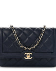 Lambskin Quilted Hold The Line Wallet On Chain WOC Dark Blue