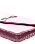Metallic Calfskin Monogram Envelope Chain Wallet New Azalea