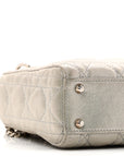 Metallic Lambskin Cannage Mini Lady D1OR Silver
