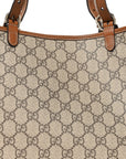 GG Supreme Monogram Emblem Large Tote Bag Beige Dark Brown
