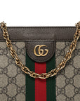 GG Supreme Monogram Web Small Ophidia Chain Shoulder Bag Brown