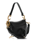 Grained Calfskin Saddle Bag With Strap Black