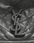 Crinkled Calfskin Matelasse Monogram Medium Niki Chain Satchel Storm
