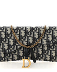 Oblique Saddle Chain Long Wallet Blue
