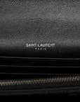 Calfskin Crocodile Embossed Monogram Sunset Chain Wallet Black