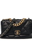 Lambskin Quilted Large CHNL 19 Flap Black