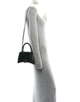 Shiny Calfskin Crocodile Embossed Small Hourglass Top Handle Bag Forest Green
