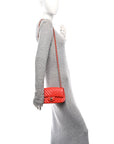 Lambskin Chevron Quilted Mini Rectangular Flap Red