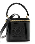Patent Calfskin Triomphe Mini Vanity Case Black