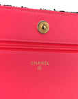Tweed Calfskin Signe Wallet On Chain WOC Black Pink Orange