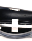 Ostrich Shiny Nappa Petite Peekaboo I SEE U Satchel Dark Blue