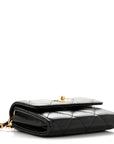Lambskin Quilted Pearl Crush Clutch With Chain Black