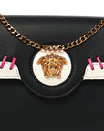 Calfskin Medusa Whipstitch Envelope Clutch Black White