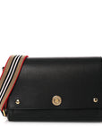 Grainy Calfskin Note Crossbody Bag Black