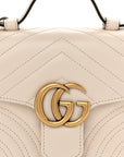 Calfskin Matelasse Mini GG Marmont Top Handle Shoulder Bag White