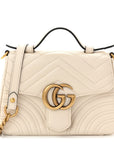 Calfskin Matelasse Mini GG Marmont Top Handle Shoulder Bag White