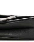 Grained Calfskin Mini Saddle Bag With Strap Black