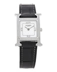 Stainless Steel Alligator Diamond Bezel Mother of Pearl 21mm Heure H Hour Quartz Watch Graphite
