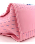 Canvas Calfskin Striped Large Deauville Tote Pink Blue