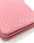 Lambskin Quilted CC Crossing Wallet On Chain WOC Pink