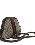 GG Supreme Monogram Textured Dollar Calfskin Web Small Ophidia Dome Shoulder Bag Beige Ebony New Acero