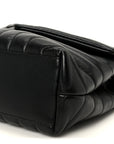 Calfskin Y Quilted Monogram Small Loulou Chain Satchel Black