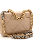 Lambskin Quilted Medium CHNL 19 Flap Dark Beige