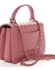 Lambskin Chevron Quilted Small Trendy CC Dual Handle Flap Bag Rosewood